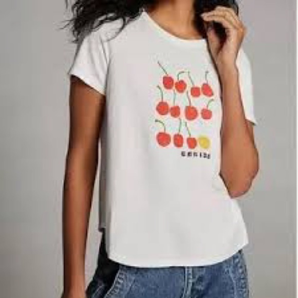 Anthropologie Maeve Cerise Graphic Tee